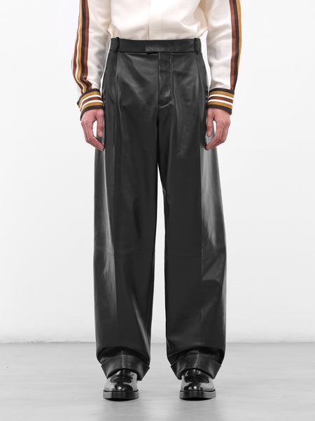 BOTTEGA VENETA Leather Wide Leg Trousers | H.Lorenzo