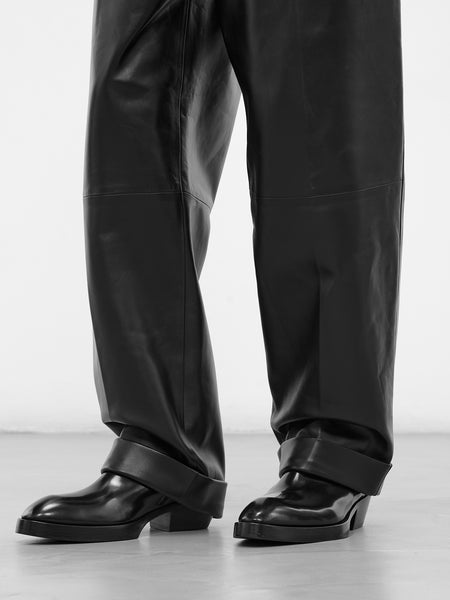 BOTTEGA VENETA Leather Wide Leg Trousers | H.Lorenzo