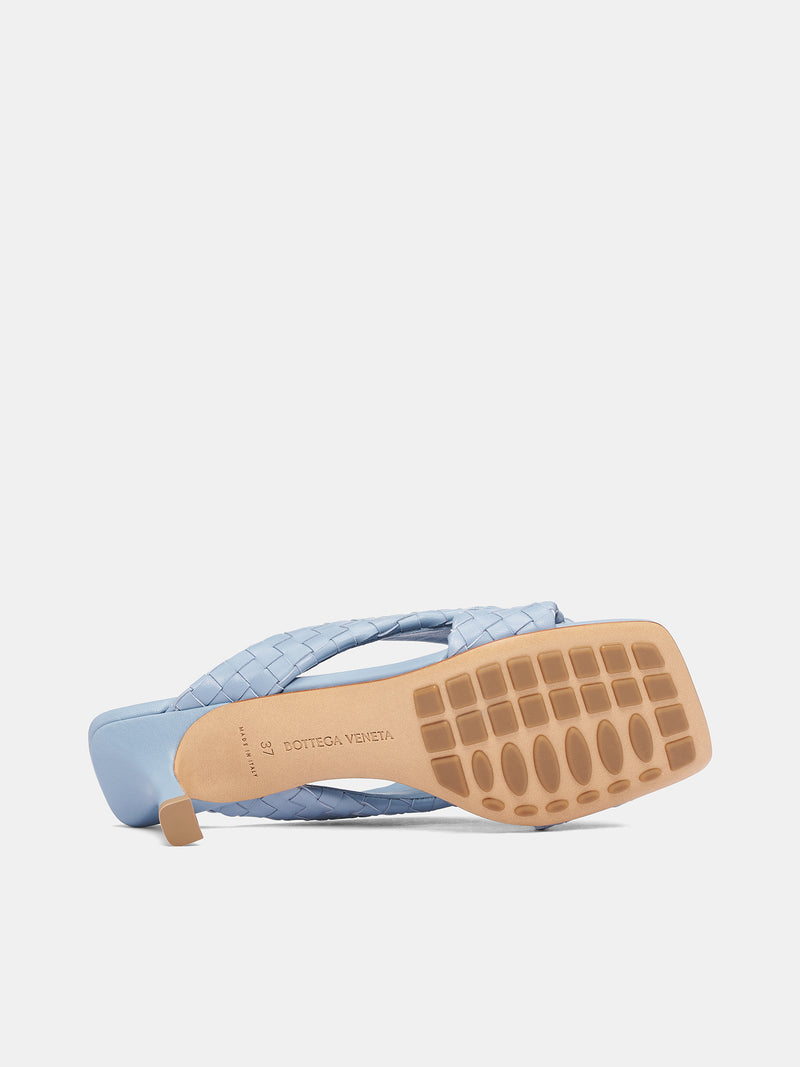 Blue Intrecciato Riva Mule Sandals (837835V2ED0-9113-NEW-ICE)