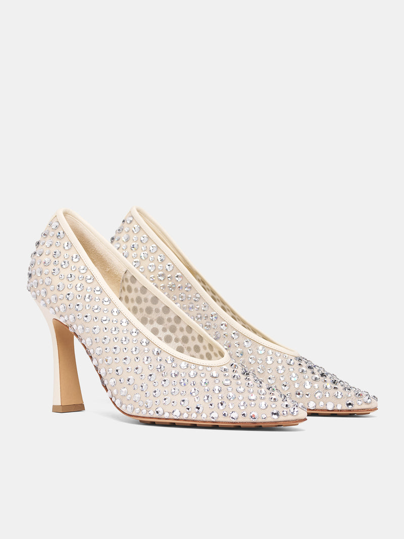 White Crystal Mesh Sofia Pumps (837890V5UO1-9264-SEA-SALT-CRYS)
