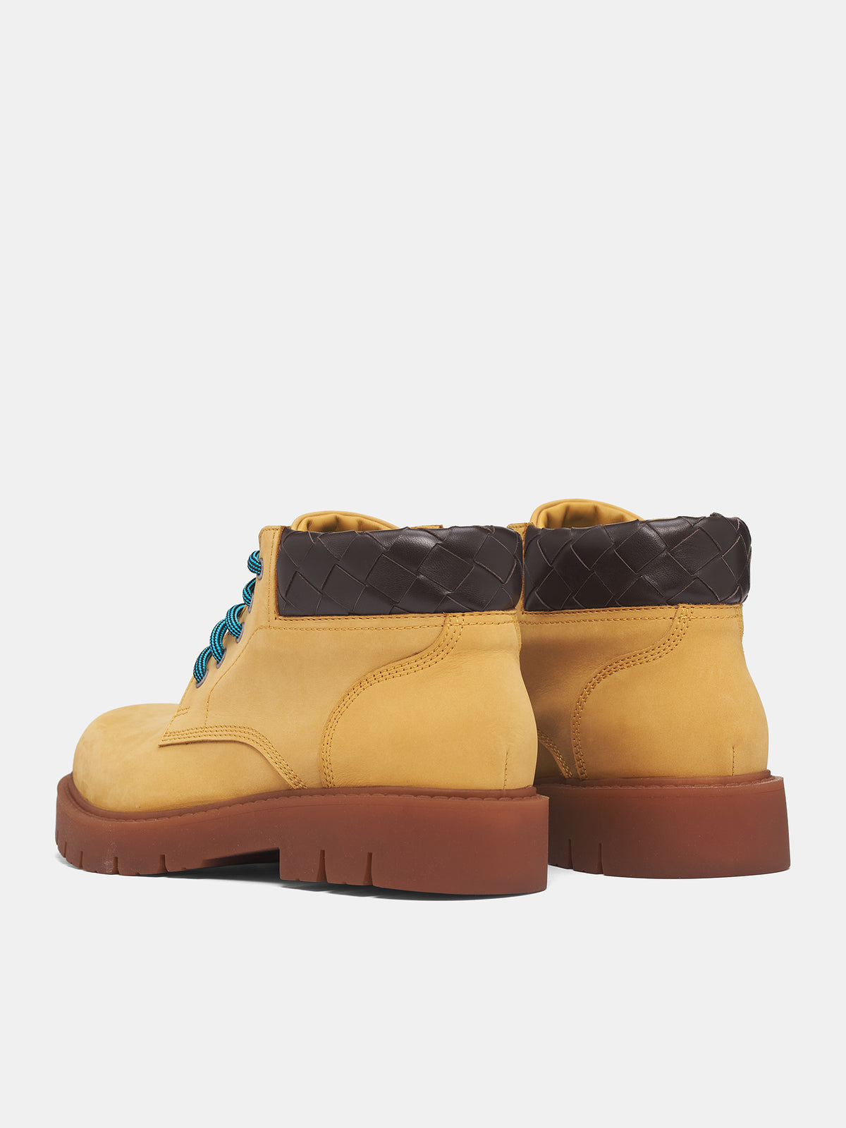 Intrecciato Leather Haddock Cropped Boot (841489-V3H61-7166-OCRE-FONDANT)