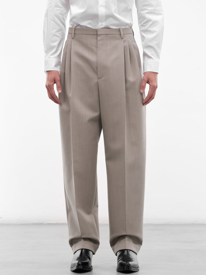 Stone Tailored Wide Trousers (851380V6DE0004-STONE-MELANGE)