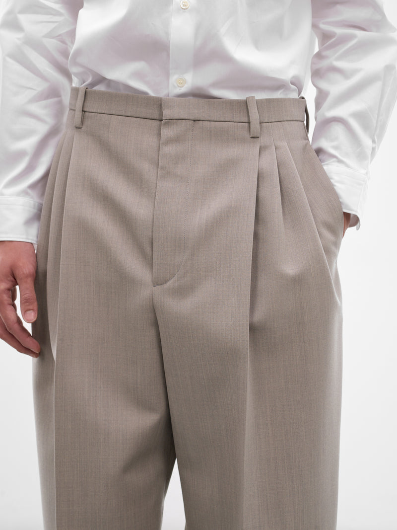 Stone Tailored Wide Trousers (851380V6DE0004-STONE-MELANGE)
