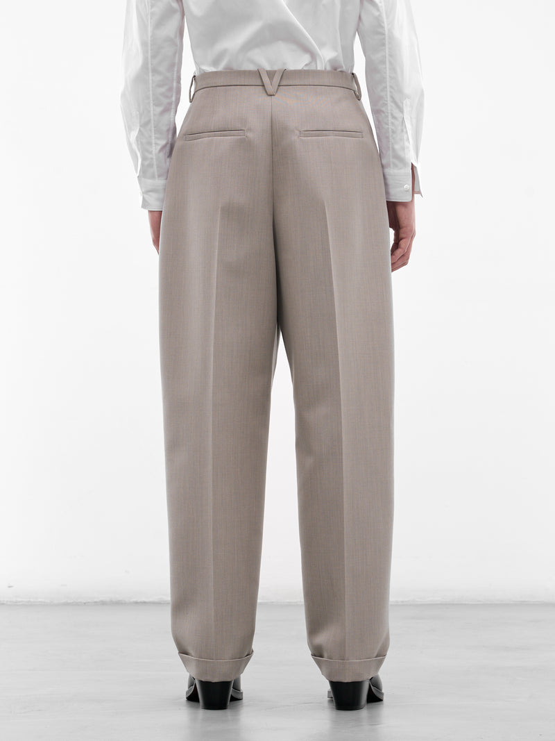 Stone Tailored Wide Trousers (851380V6DE0004-STONE-MELANGE)