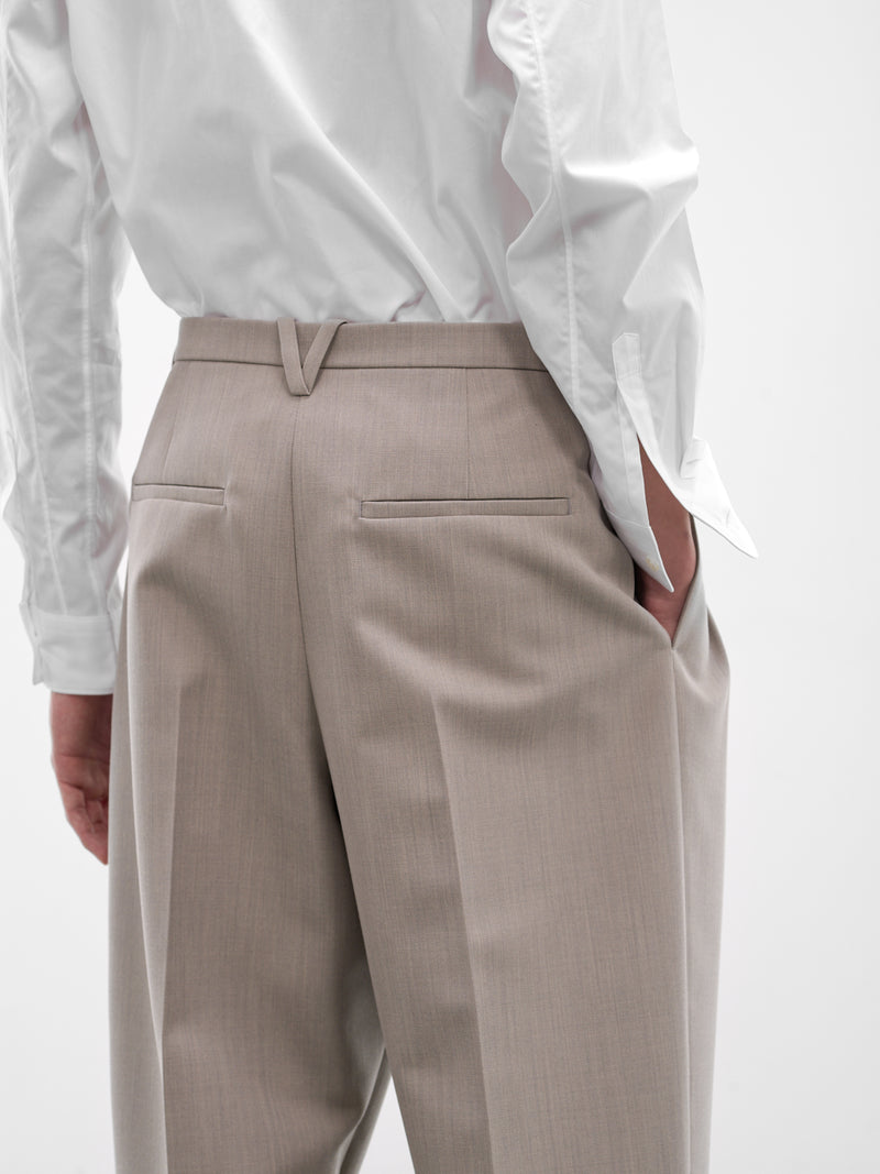 Stone Tailored Wide Trousers (851380V6DE0004-STONE-MELANGE)