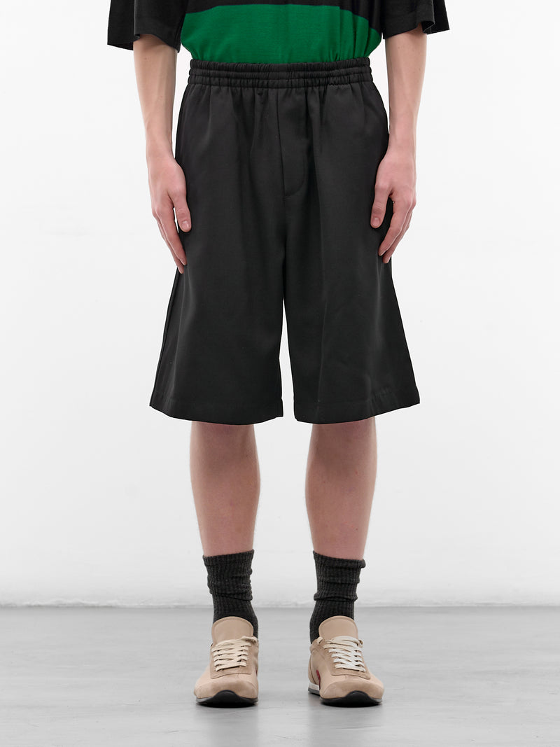 Black Wool Elastic Shorts (851389V6DH0-1010-DOUBLE-BLACK)