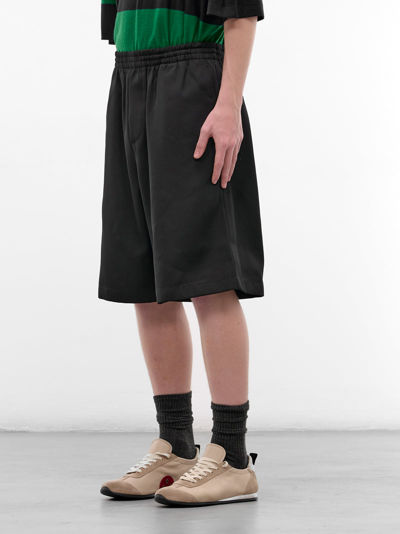 Black Wool Elastic Shorts (851389V6DH0-1010-DOUBLE-BLACK)