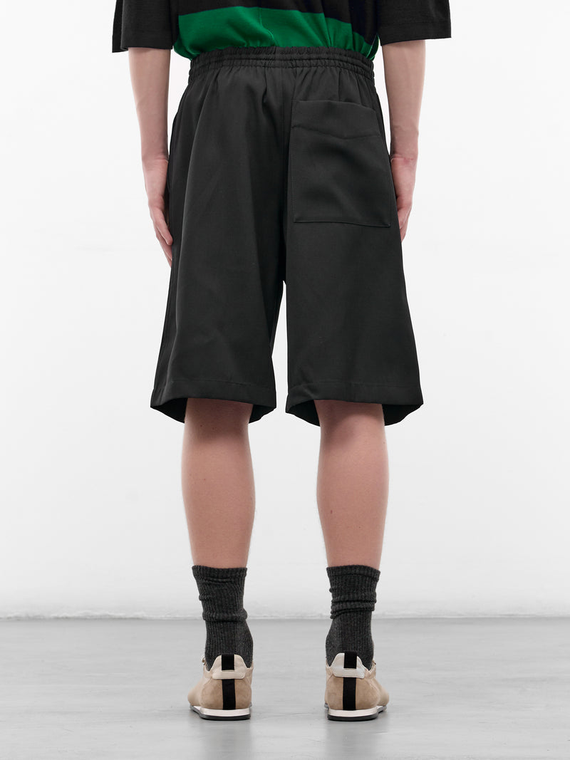 Black Wool Elastic Shorts (851389V6DH0-1010-DOUBLE-BLACK)