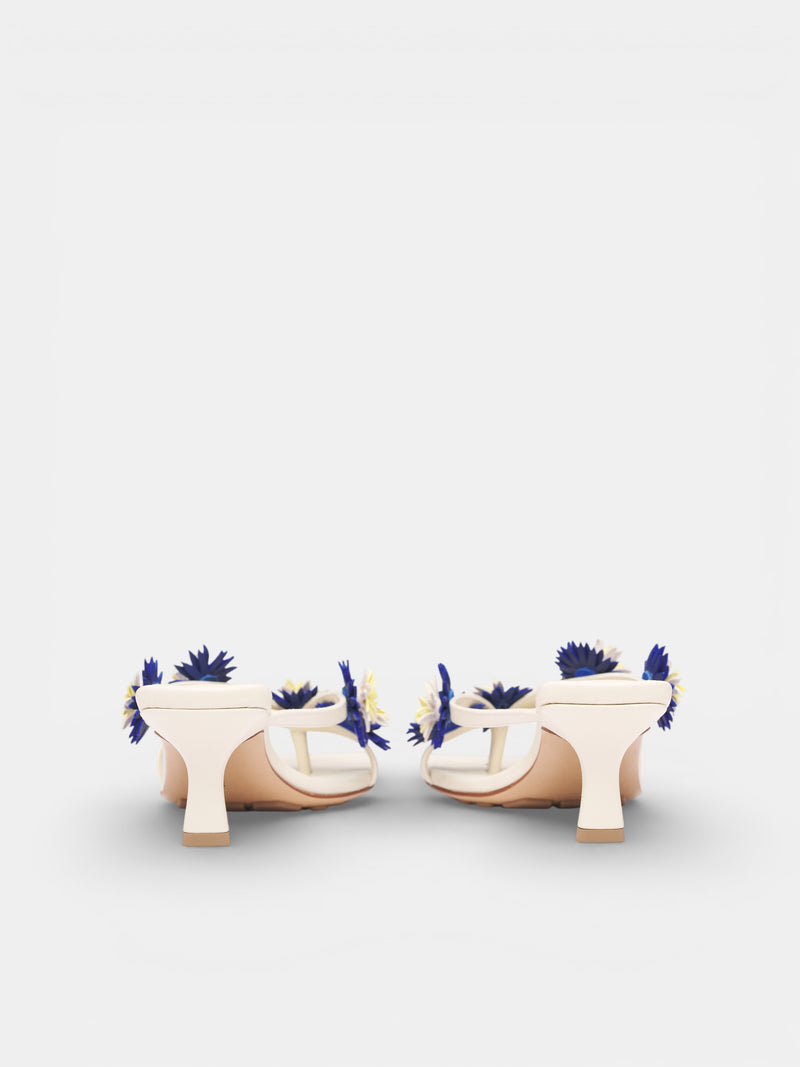 White Flower Applique Heeled Sandals (855905V65S0007-OFF-WHITE)