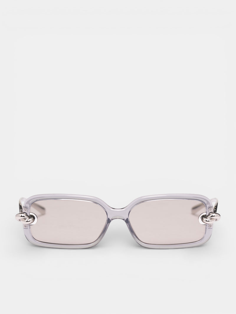 Gray Knot Rectangular Sunglasses (861357-VBL80-1238-GREY-SILVER)