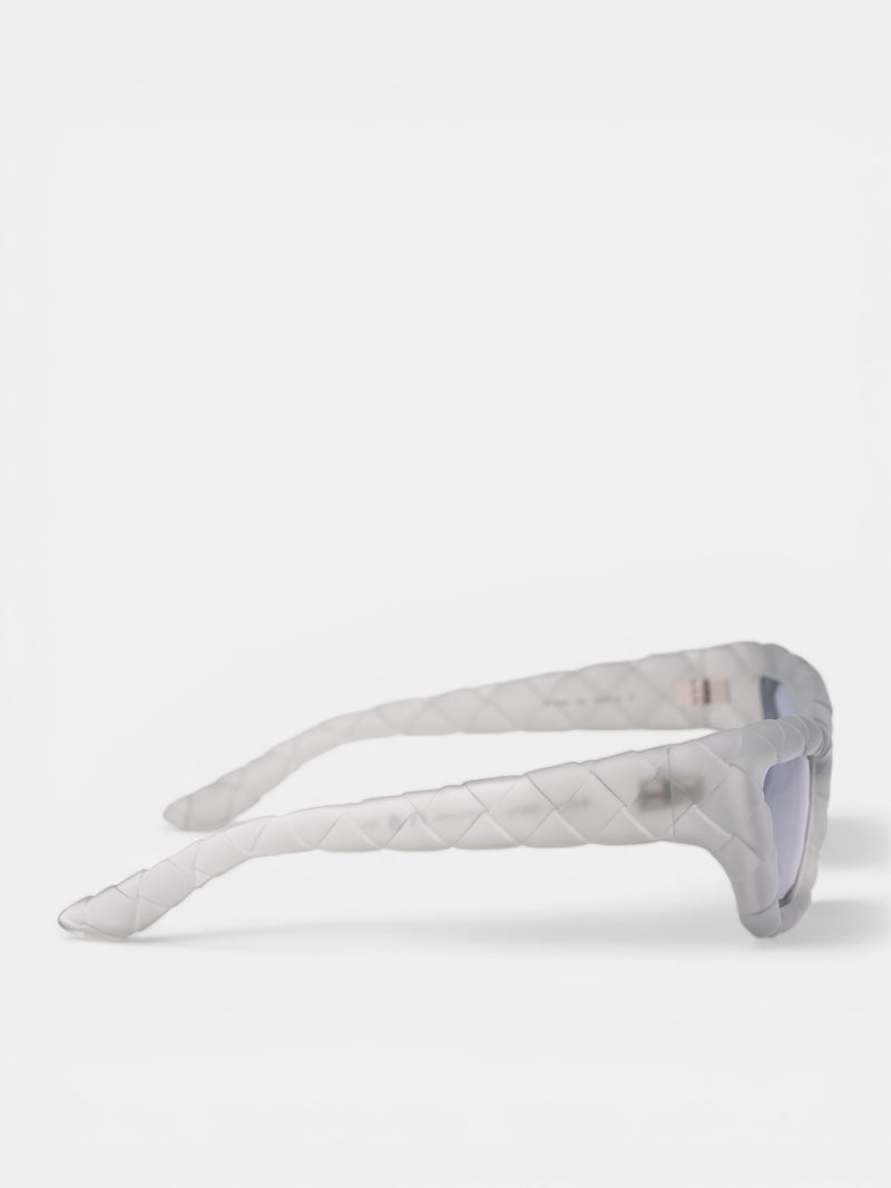 Translucent Intrecciato Rectangular Sunglasses (861358VBL80002-ALABASTER)