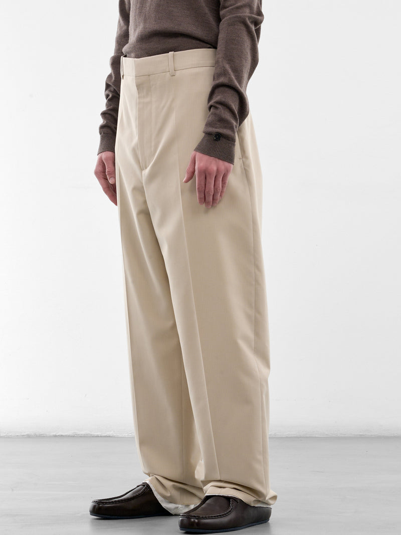 Beige Striped Wool Wide Trousers (863688V6NB0-BEIGE-LIGHT-BLUE)