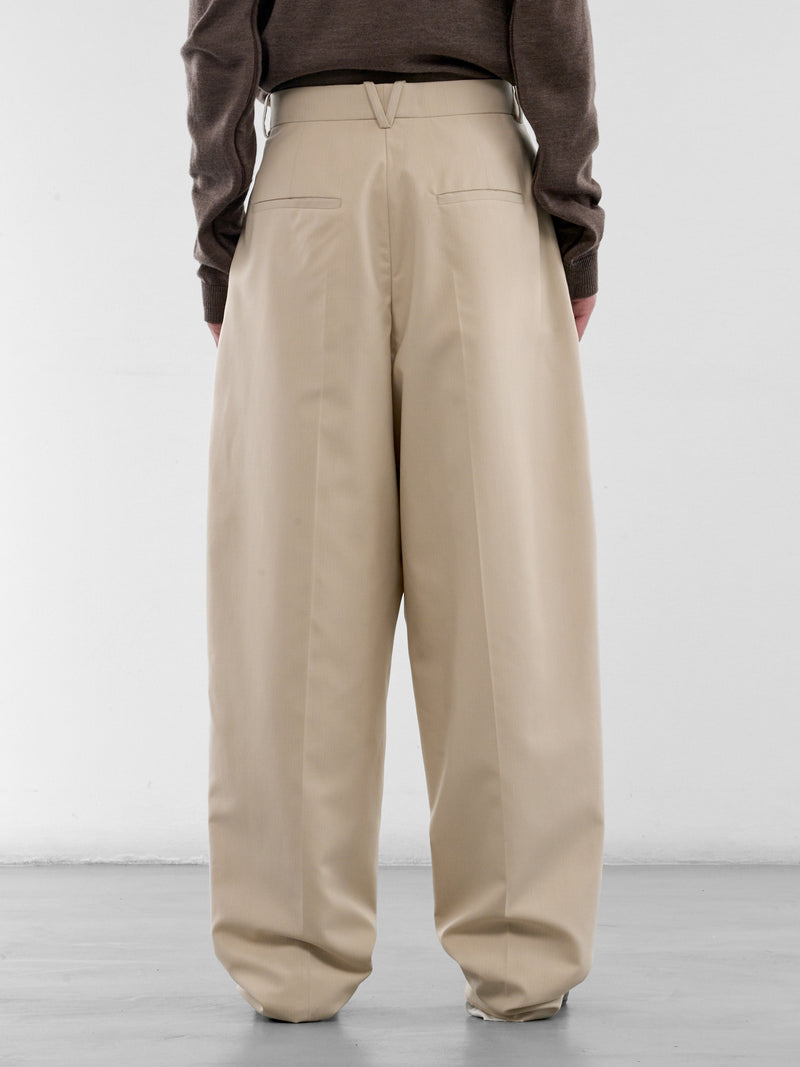 Beige Striped Wool Wide Trousers (863688V6NB0-BEIGE-LIGHT-BLUE)