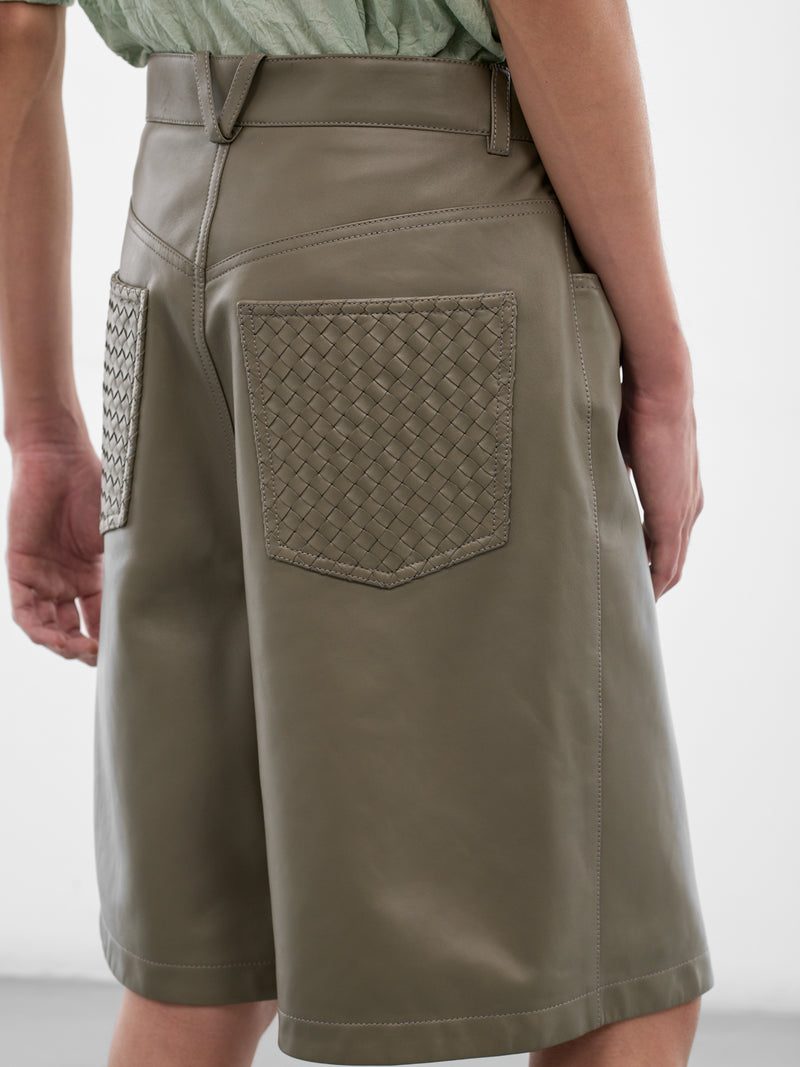 Steel Leather Baggy Shorts (865263V64W0004-STEEL)