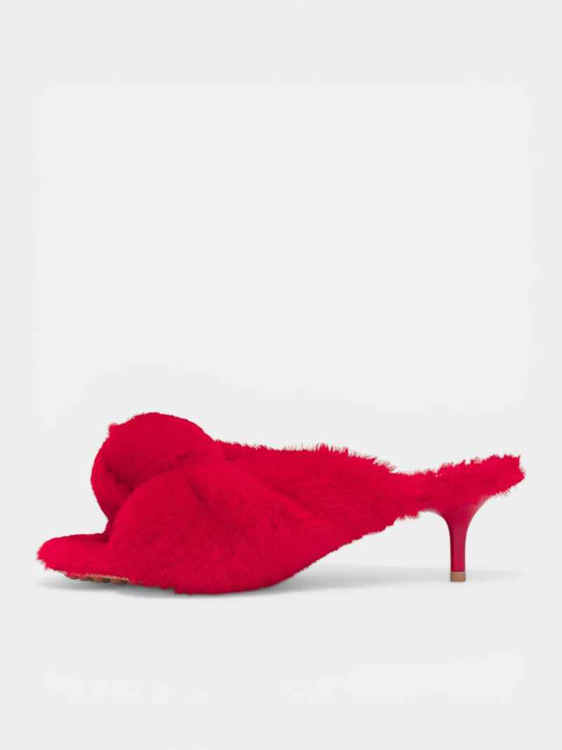 Red Cardinal Fuzzy Heeled Sandals (868227V6IR0011-CARDINAL)