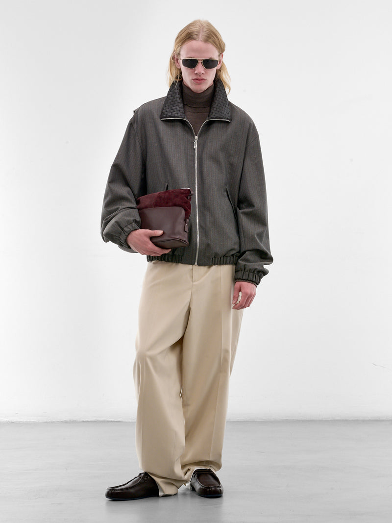 Beige Striped Wool Wide Trousers (863688V6NB0-BEIGE-LIGHT-BLUE)