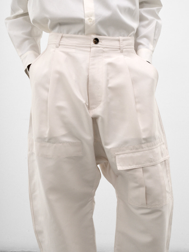 Parchment Cotton-Silk Wide Trousers (871341V6ON0-9107-PARCHMENT)