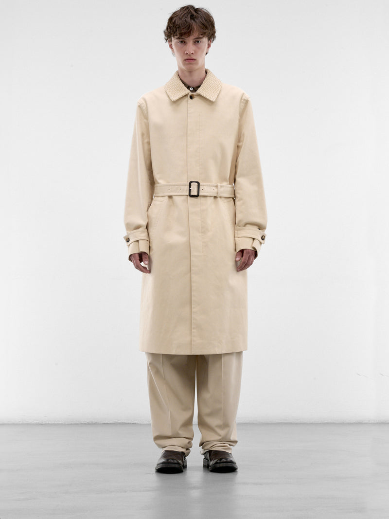 Beige Intrecciato Collar Trench Coat (871561V6OR0-1326-PROSECCO)