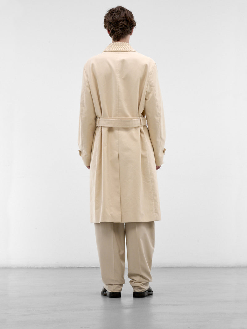 Beige Intrecciato Collar Trench Coat (871561V6OR0-1326-PROSECCO)