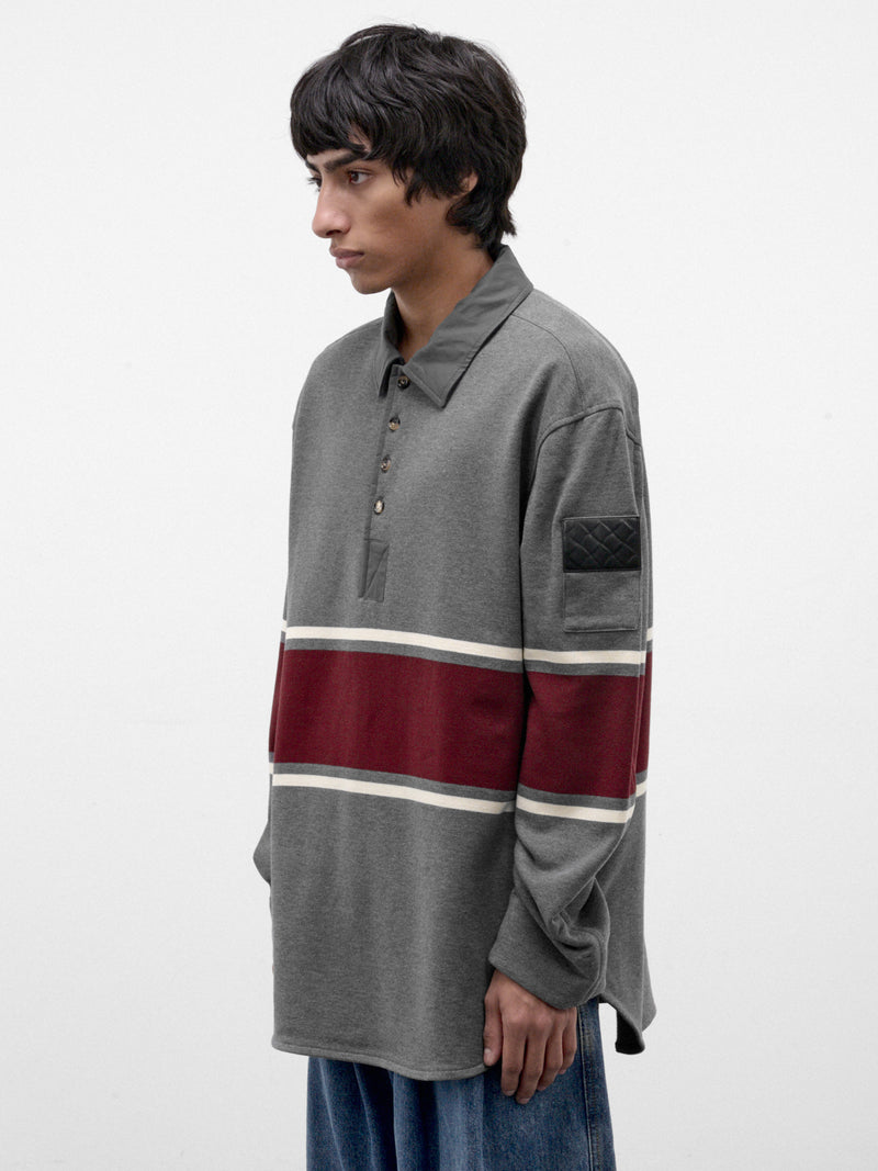 Gray Cotton Striped Polo (871584V6SD0-2649-GREY-BEIGE-BA)