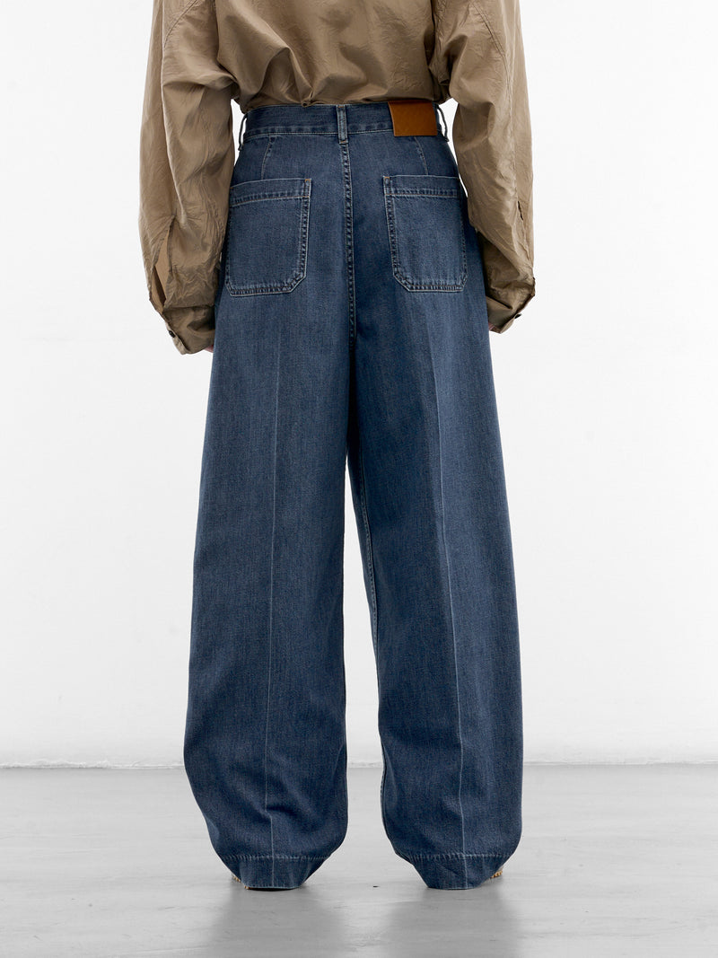 Blue Denim Wide Leg Jeans (873088V6SL0-4300-MID-BLUE)