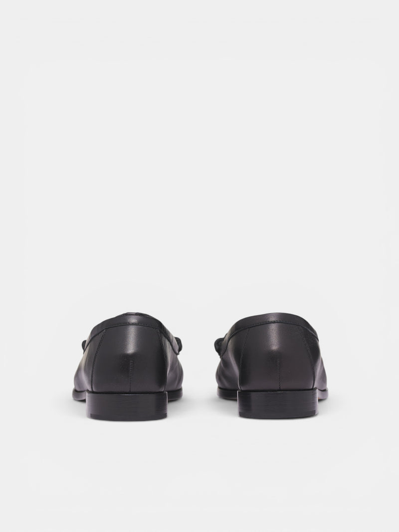 Black Leather Intrecciato Loafers (876082VBSDO-1000-BLACK)
