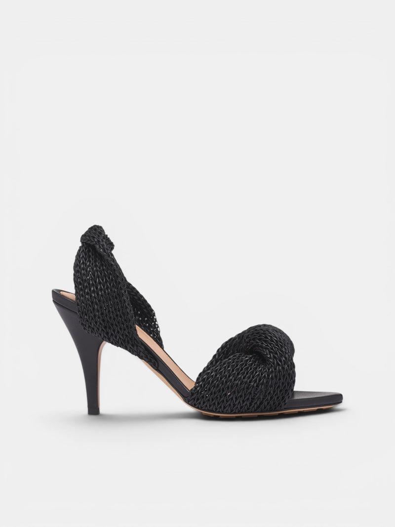 Black Leather Grace Slingback Sandals (876208V6IS0-1000-BLACK)