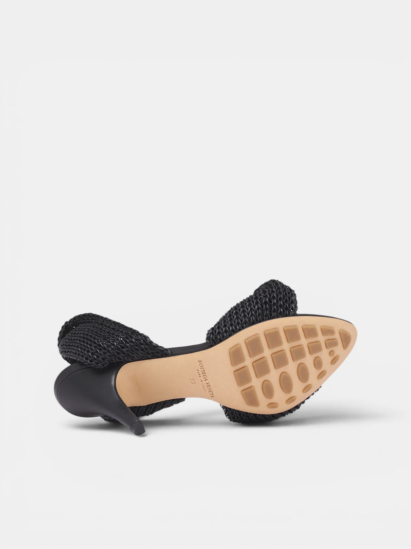 Black Leather Grace Slingback Sandals (876208V6IS0-1000-BLACK)