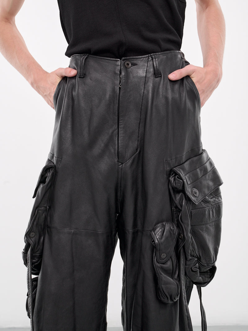 Lamb Leather Cargo Pants (879PAM7-BLACK)
