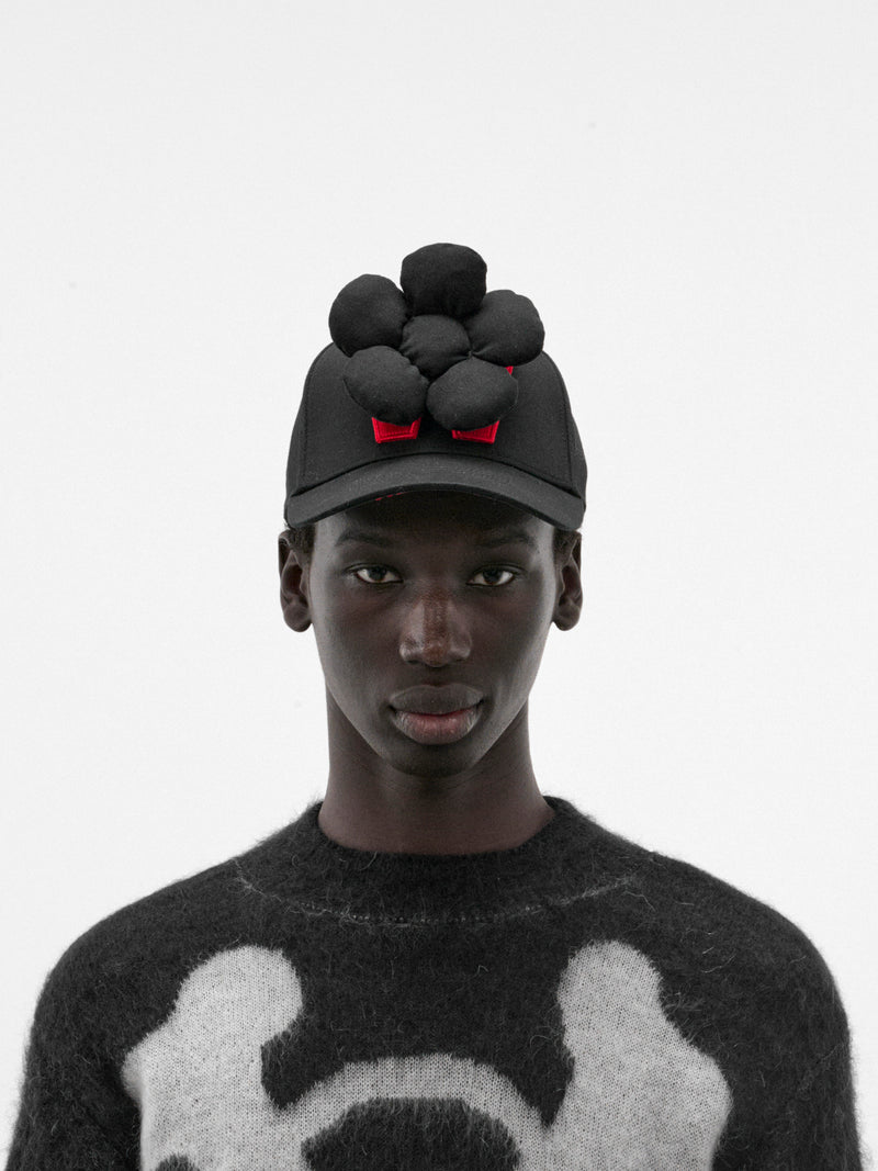 Black Flower Cap (9008-FLOWER-COMB-I-BLACK)