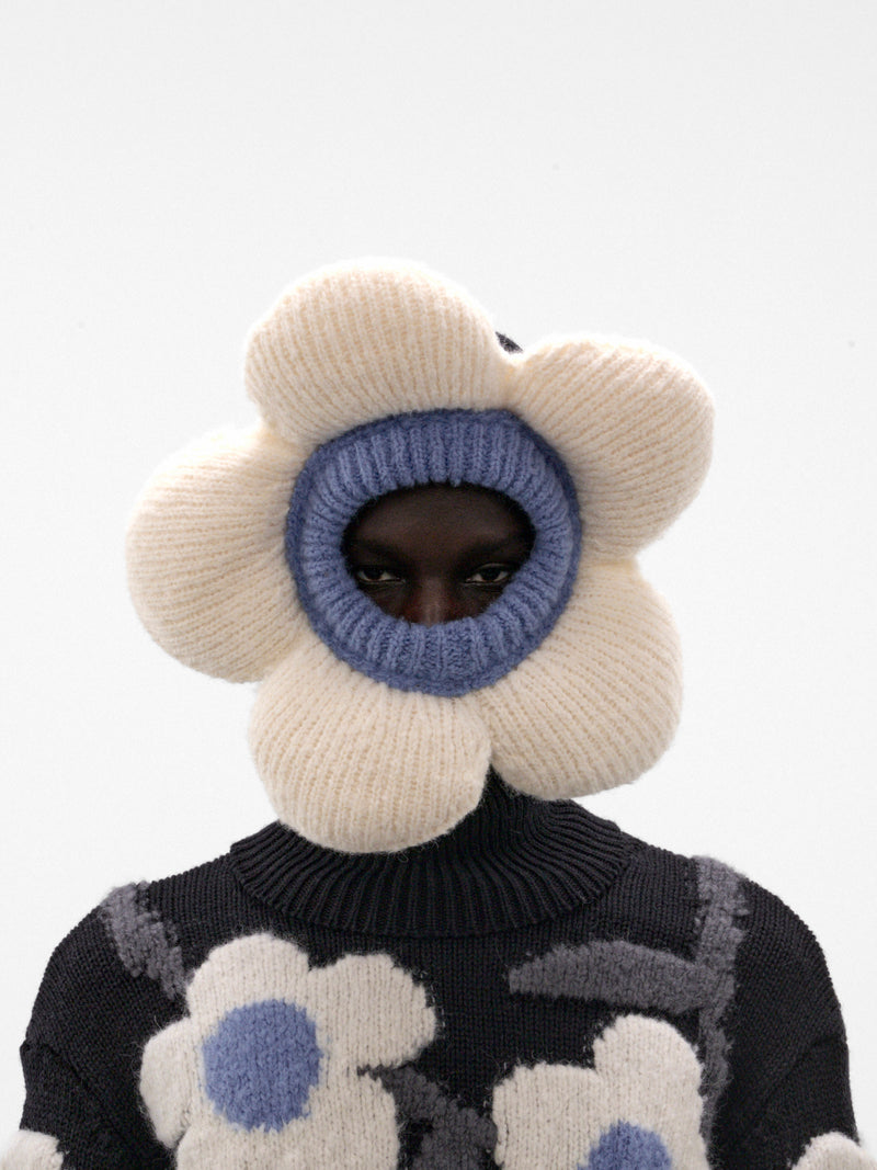 Black Flower Cap (9011-FLOWER-COMB-IV-OFF-WHITE)