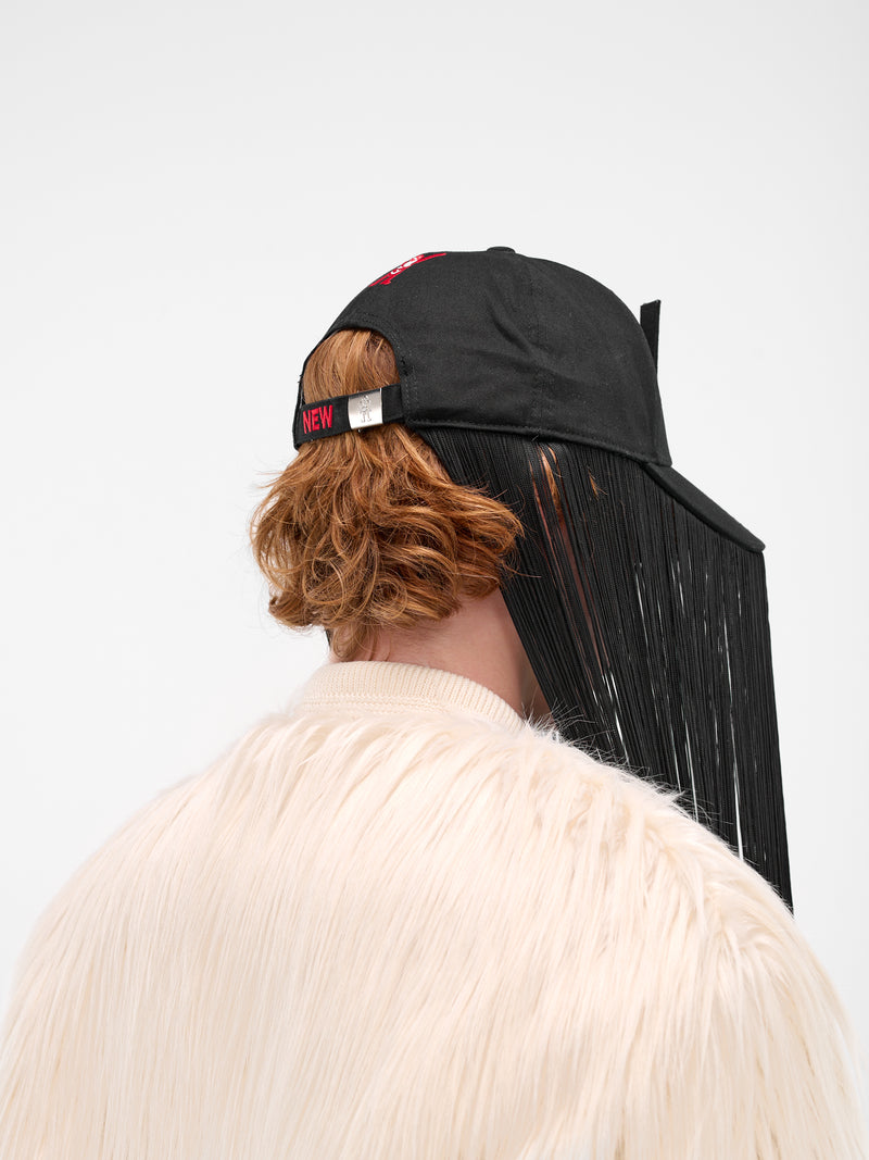 Black Long Fringe 3D W-Cap (9016-COMB-I-BLACK)