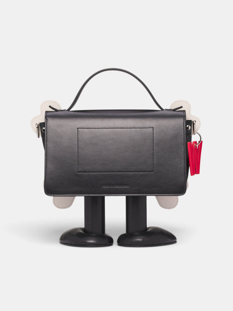 Black Leather Bone Friend Bag (9042-BONE-FRIEND-COMB-I-BLACK)