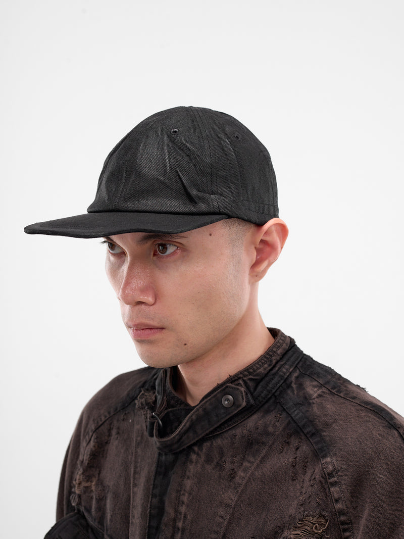 Black Resin Coated Denim Cap (917ACU7-C-BLACK)