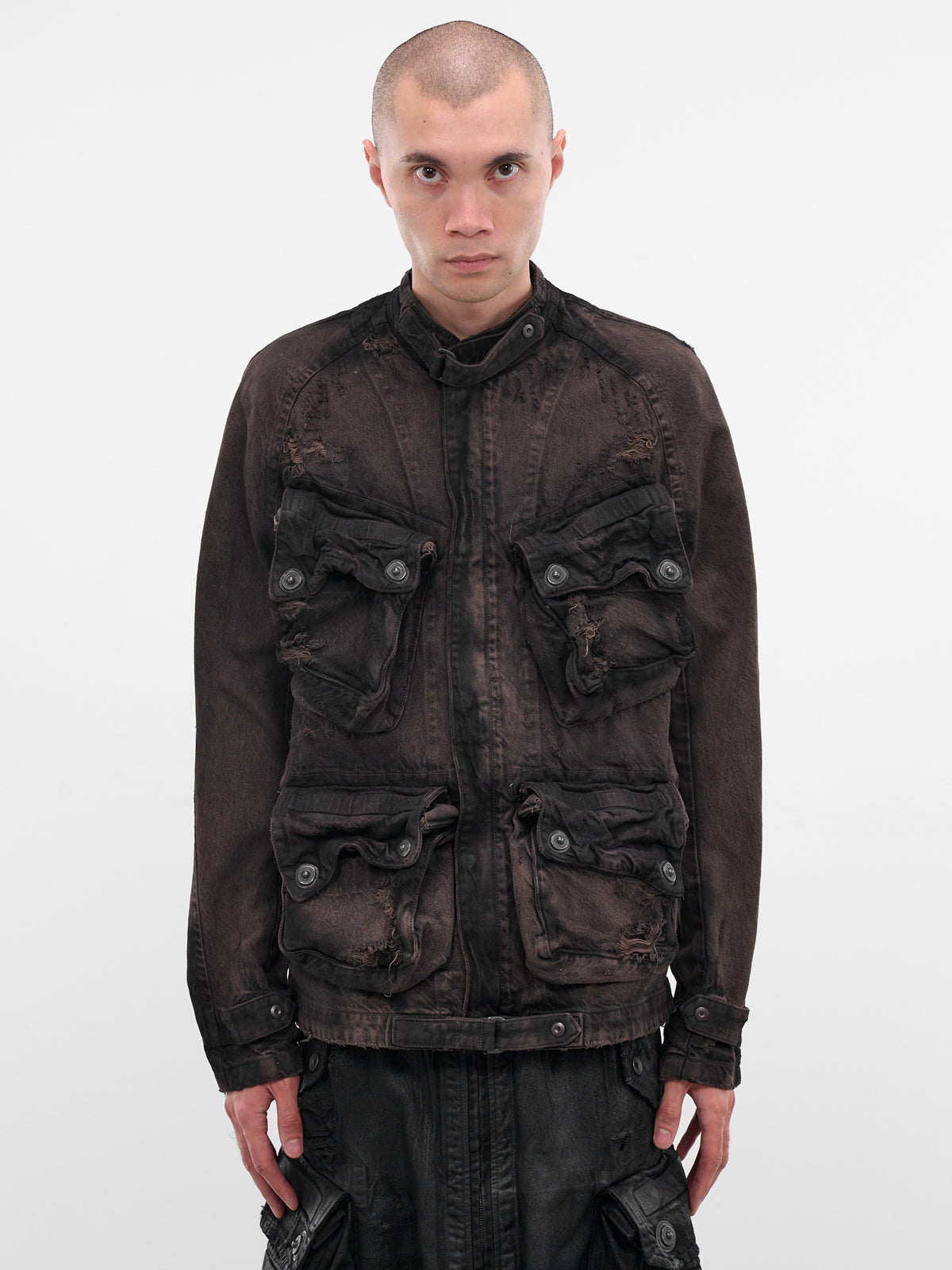 Brown Distressed Denim Jacket (917BLM1-BW-DARK-BROWN)