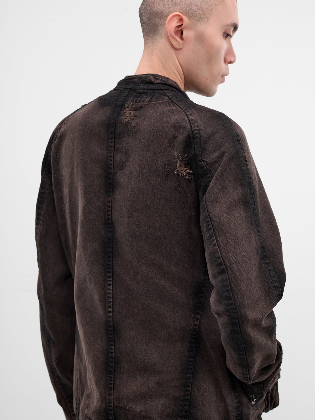 Brown Distressed Denim Jacket (917BLM1-BW-DARK-BROWN)