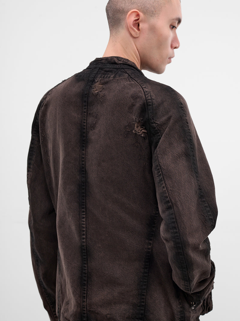 Brown Distressed Denim Jacket (917BLM1-BW-DARK-BROWN)