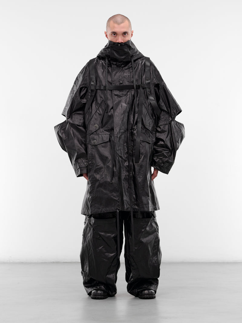 Black Coated Technical Parka Jacket (917COM5-BLACK)