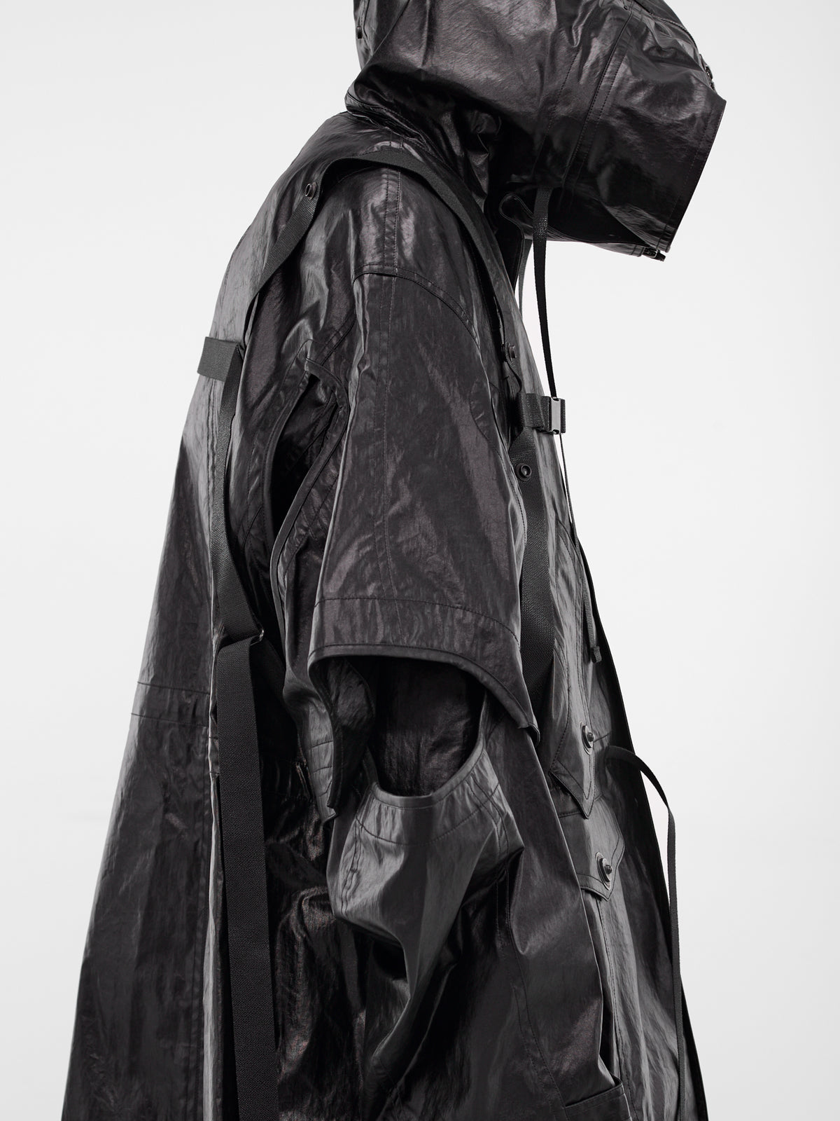 Black Coated Technical Parka Jacket (917COM5-BLACK)