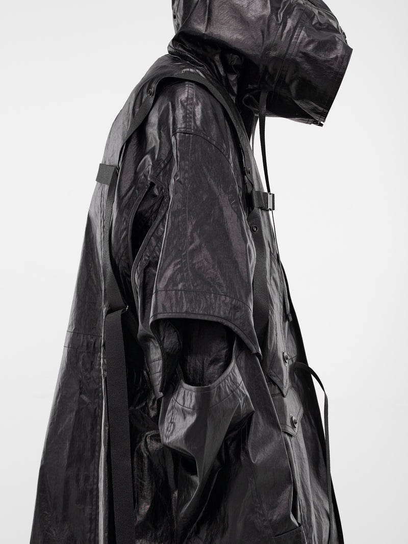 Black Coated Technical Parka Jacket (917COM5-BLACK)