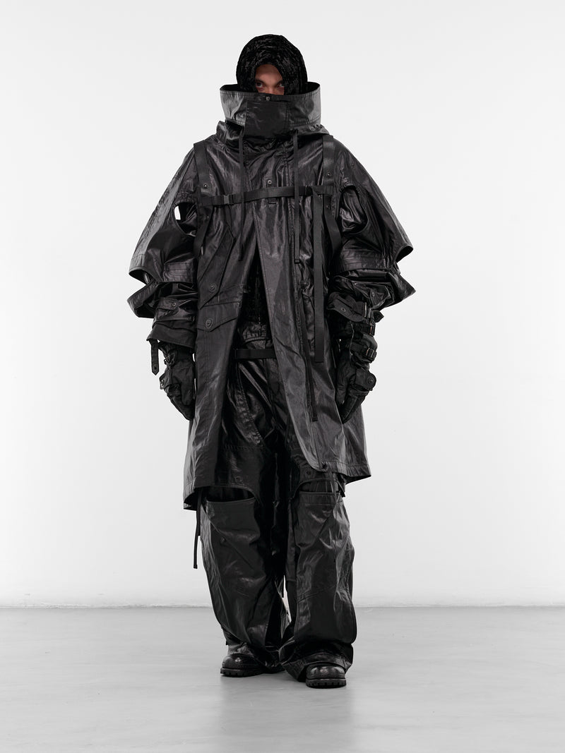 Black Coated Technical Parka Jacket (917COM5-BLACK)