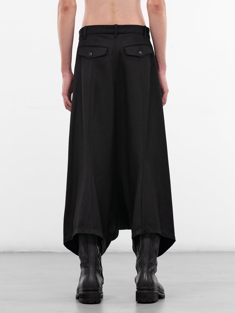 Black Baggy Drop Crotch Trousers (917PAM10-BLACK)