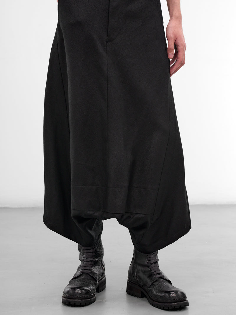 Black Baggy Drop Crotch Trousers (917PAM10-BLACK)