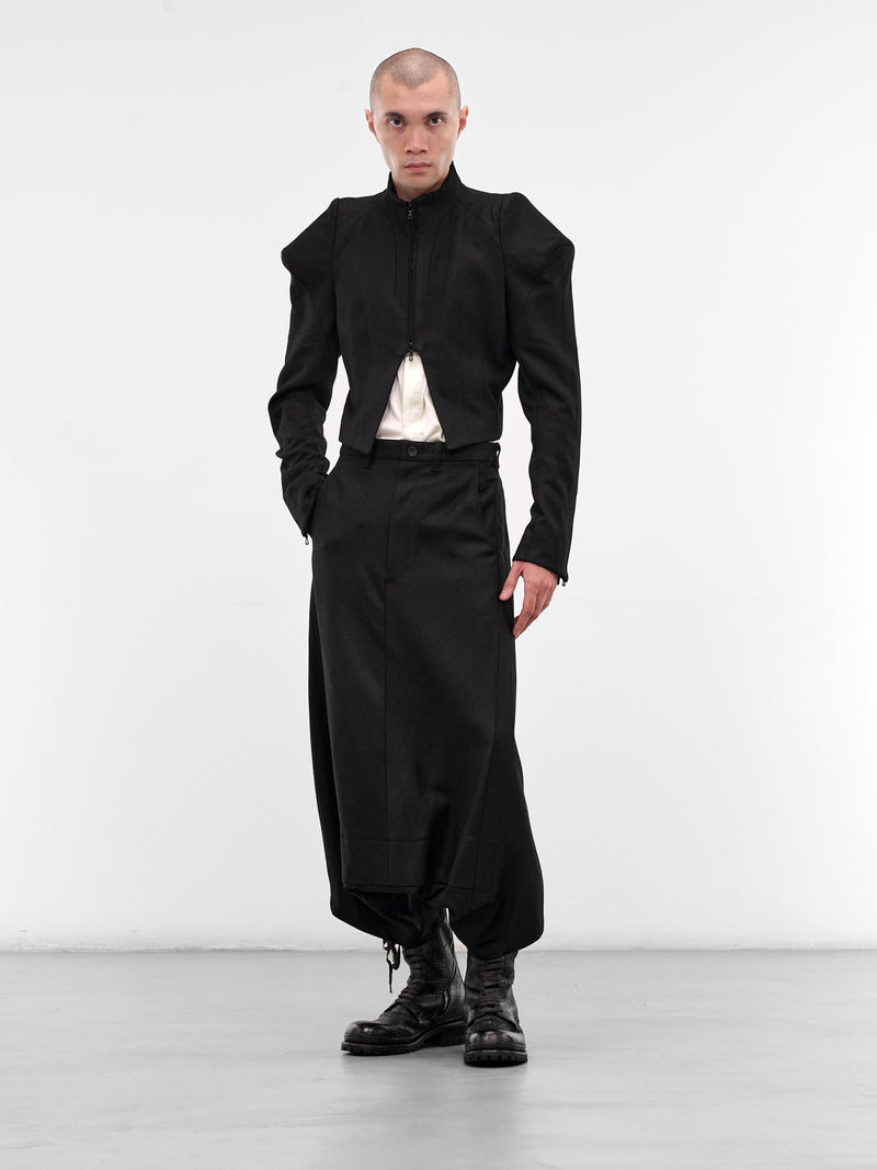 Black Baggy Drop Crotch Trousers (917PAM10-BLACK)