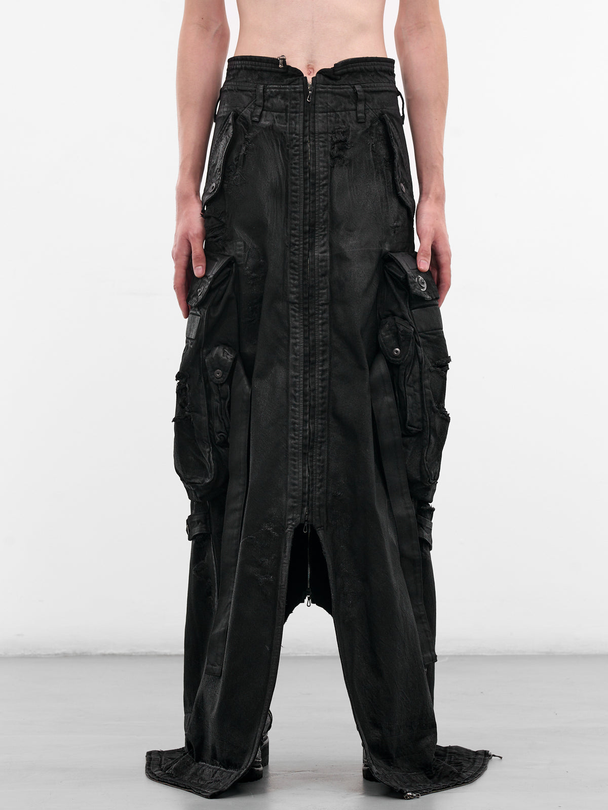 Black Coated Cargo Long Skirt (917SKU1-C-BLACK)