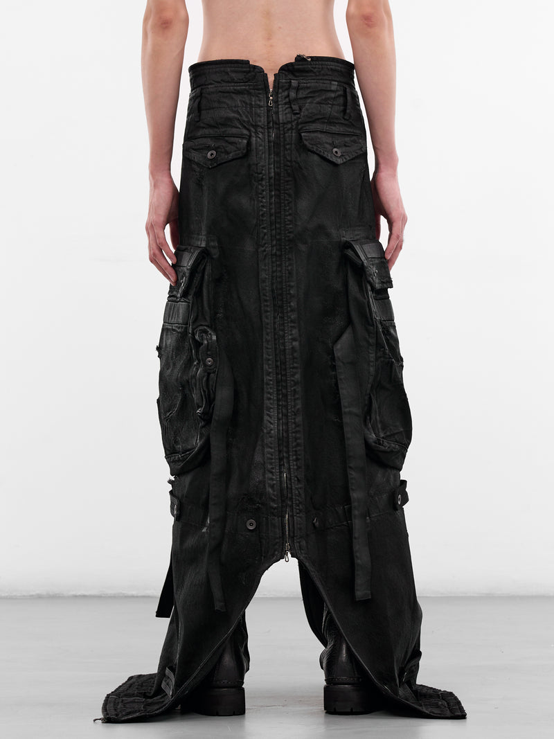 Black Coated Cargo Long Skirt (917SKU1-C-BLACK)