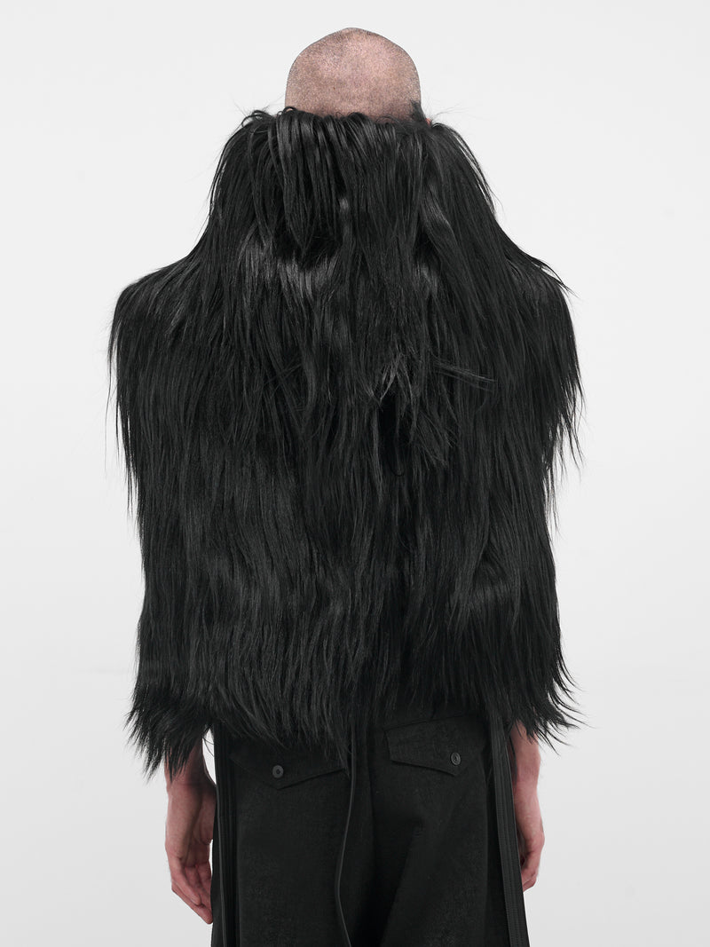 Black Goat Fur Hooded Vest (917STU1-BLACK)