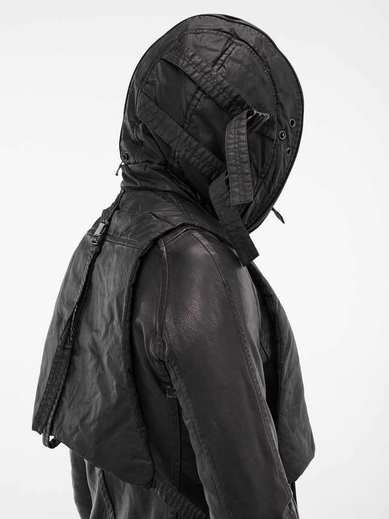 Black Coated Cropped Hooded Vest (917STU2-BLACK)