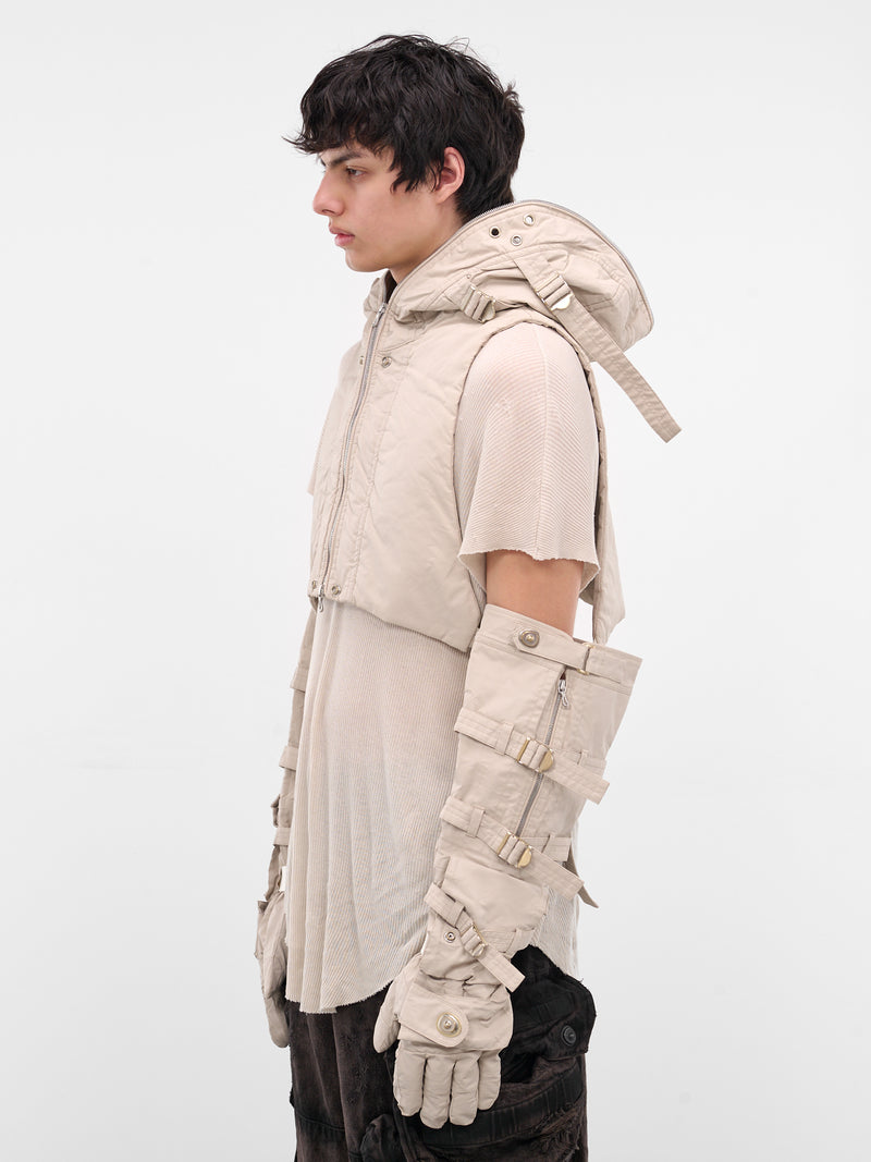 White Coated Cropped Hooded Vest (917STU2-PLASTER)