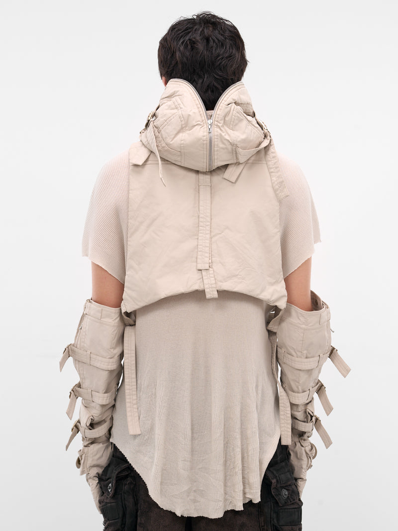 White Coated Cropped Hooded Vest (917STU2-PLASTER)